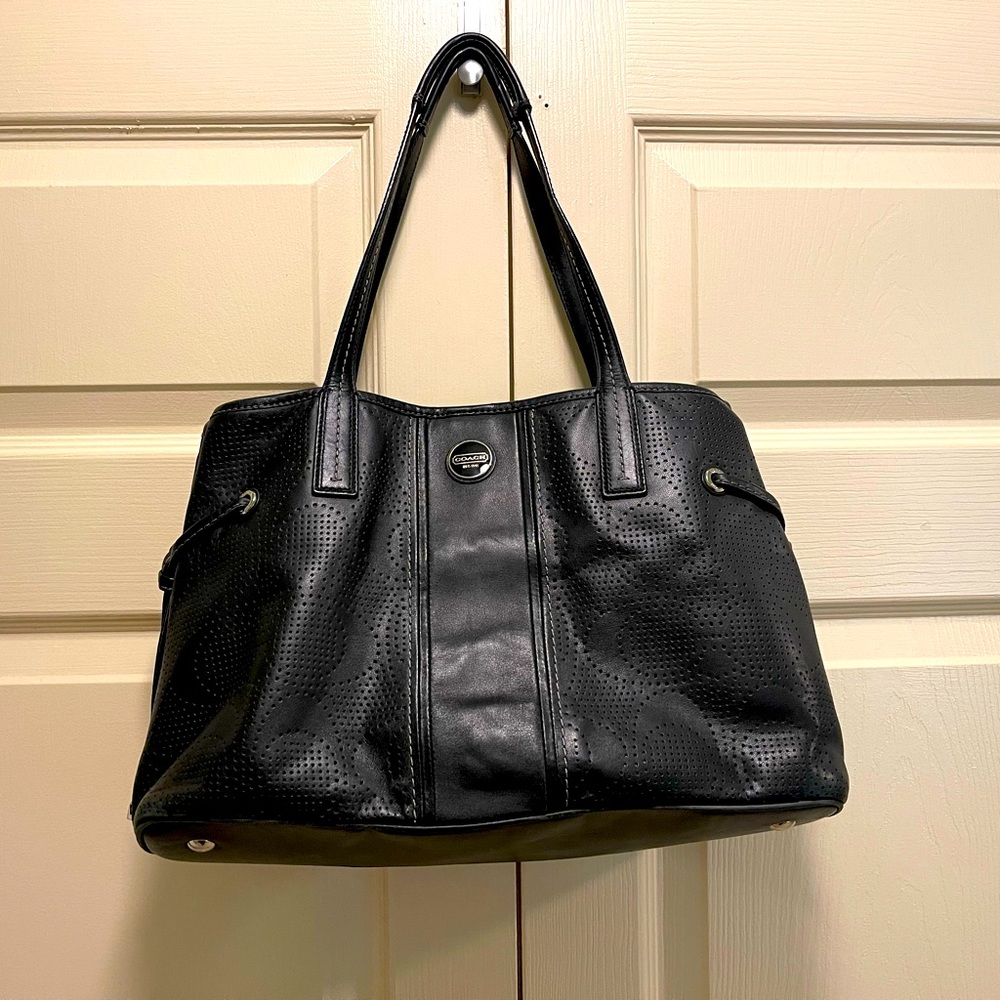 Black Leather Coach Shoulder Bag